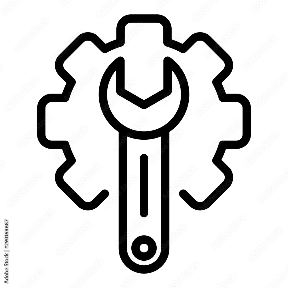 Metal gear wrench icon. Outline metal gear wrench vector icon for web design isolated on white background Metal gear wrench icon. Outline metal gear wrench vector icon for web design isolated on white background