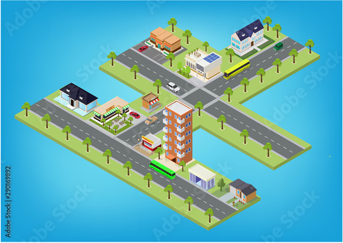 Flat isometric city megalopolis blocks