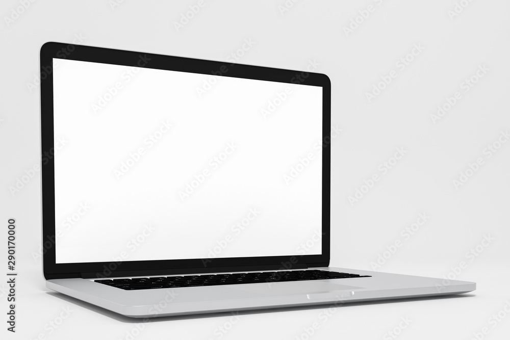 Laptop with blank screen isolated on white background. 3d rendering Laptop with blank screen isolated on white background. 3d rendering