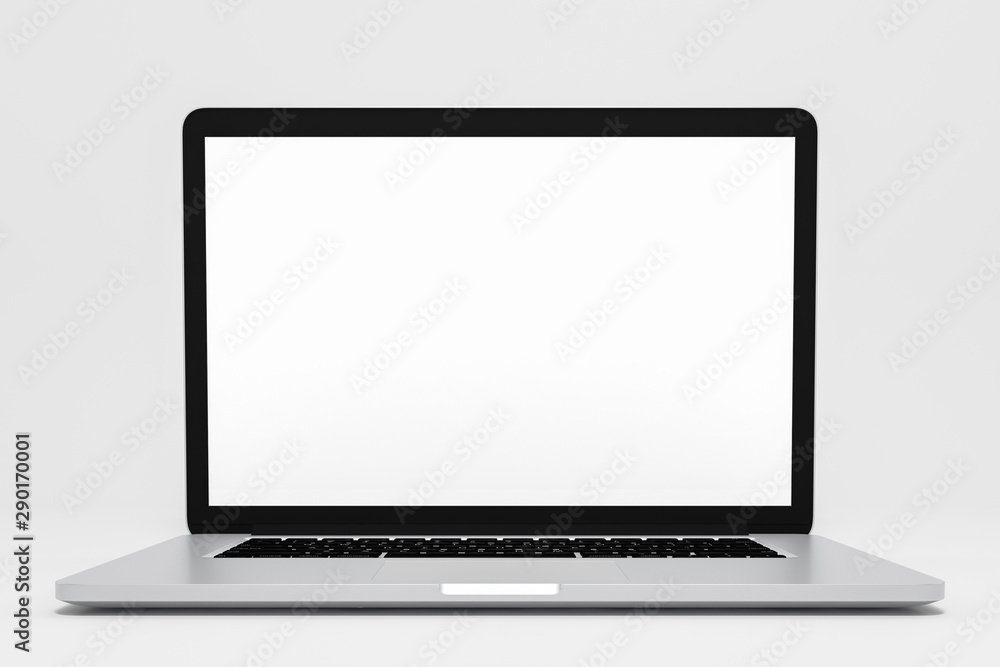 Laptop with blank screen isolated on white background. 3d rendering Laptop with blank screen isolated on white background. 3d rendering