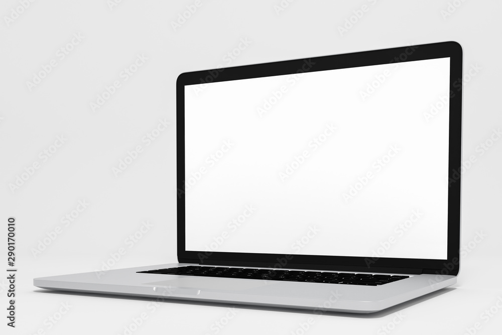 Laptop with blank screen isolated on white background. 3d rendering Laptop with blank screen isolated on white background. 3d rendering