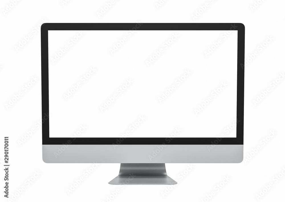Computer display with blank screen isolated on white background. 3d rendering Computer display with blank screen isolated on white background. 3d rendering