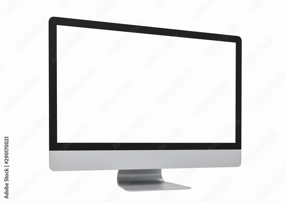 Computer display with blank screen isolated on white background. 3d rendering Computer display with blank screen isolated on white background. 3d rendering