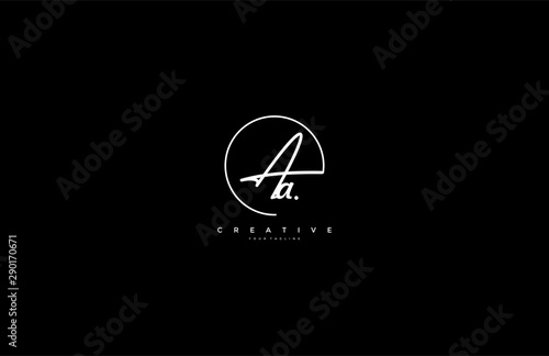 Aa letter calligraphic Minimal monogram emblem style vector logo photo