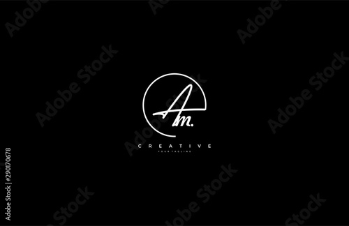 Am letter calligraphic Minimal monogram emblem style vector logo