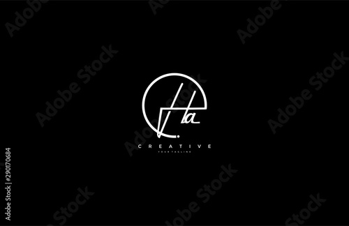 Ha letter calligraphic Minimal monogram emblem style vector logo photo