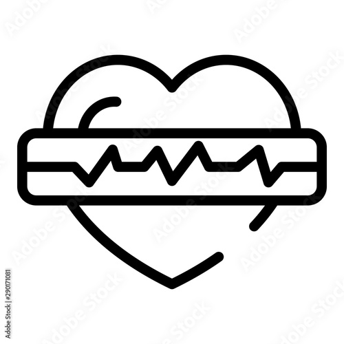 Heart rate icon. Outline heart rate vector icon for web design isolated on white background