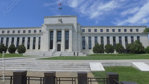 Moving shot of the Federal Reserve in Washington DC