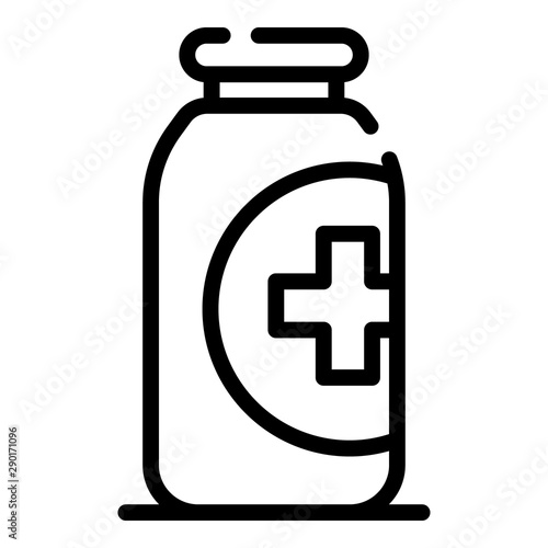 Bottle of medicine icon. Outline bottle of medicine vector icon for web design isolated on white background