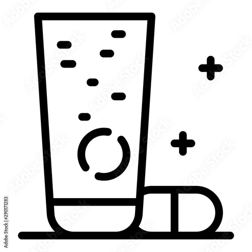 Shampoo and pill icon. Outline shampoo and pill vector icon for web design isolated on white background