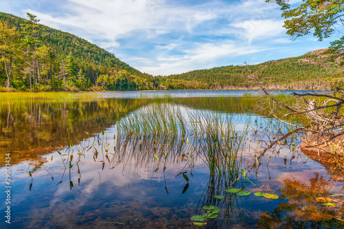 View of Upper Hadlock Pond in Acadia National Park.Maine.USA