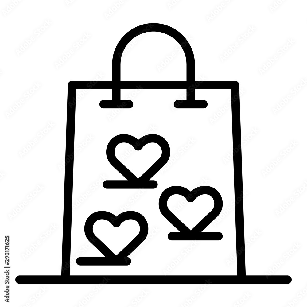 Package with hearts icon. Outline package with hearts vector icon for web design isolated on white background Package with hearts icon. Outline package with hearts vector icon for web design isolated on white background