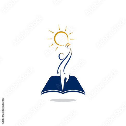 success and smart with books logo vector icon ilustration