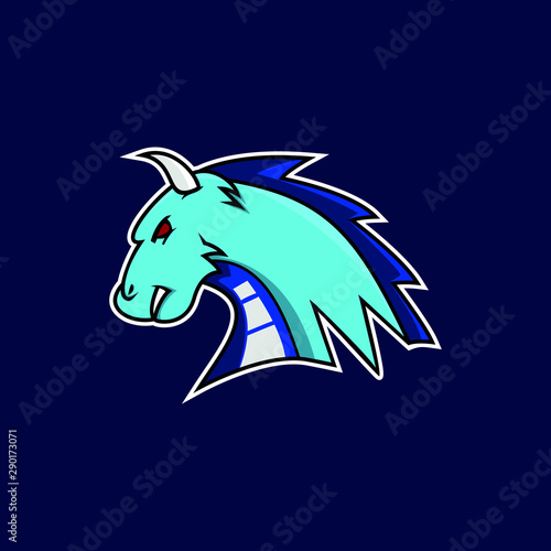 Blue dragon mascot or e-sports logo. Mascot for gaming squad. angry dragon