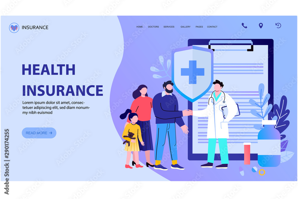 Online medical and health services web landing page template. Modern vector illustration concepts for website and mobile website development.