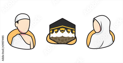 Eid al-Adha Mubarak with cute character designs who dream of wanting to leave for Hajj