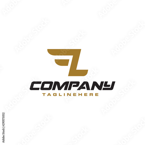 Letter L logo with simple Wings design element vector template.