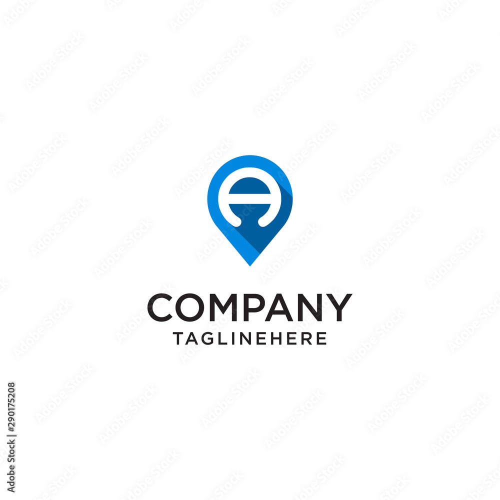 Letter A With Map Pointer logo design concept template Letter A With Map Pointer logo design concept template
