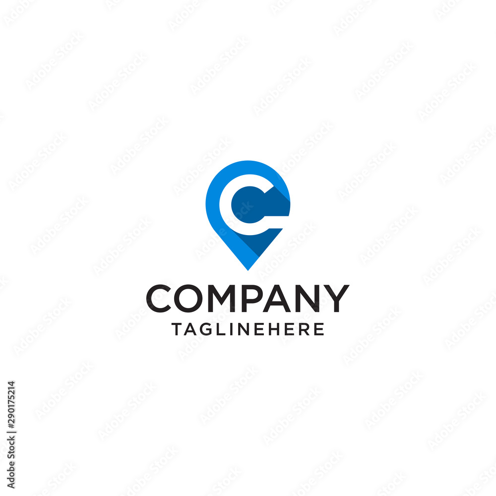 Letter C With Map Pointer logo design concept template Letter C With Map Pointer logo design concept template