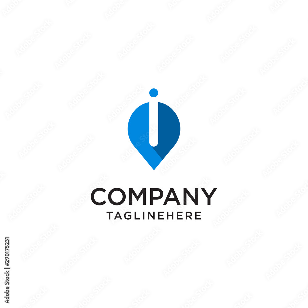 Letter I With Map Pointer logo design concept template Letter I With Map Pointer logo design concept template