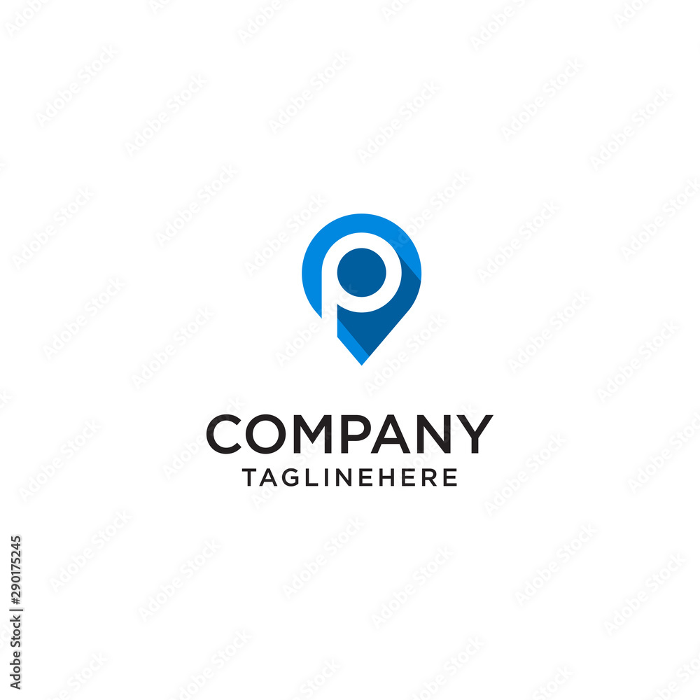 Letter P With Map Pointer logo design concept template