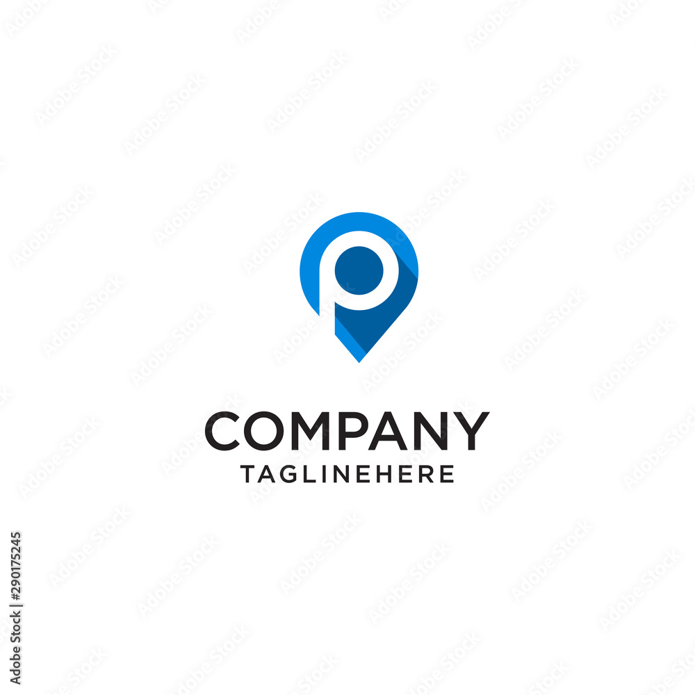 Letter P With Map Pointer logo design concept template Letter P With Map Pointer logo design concept template