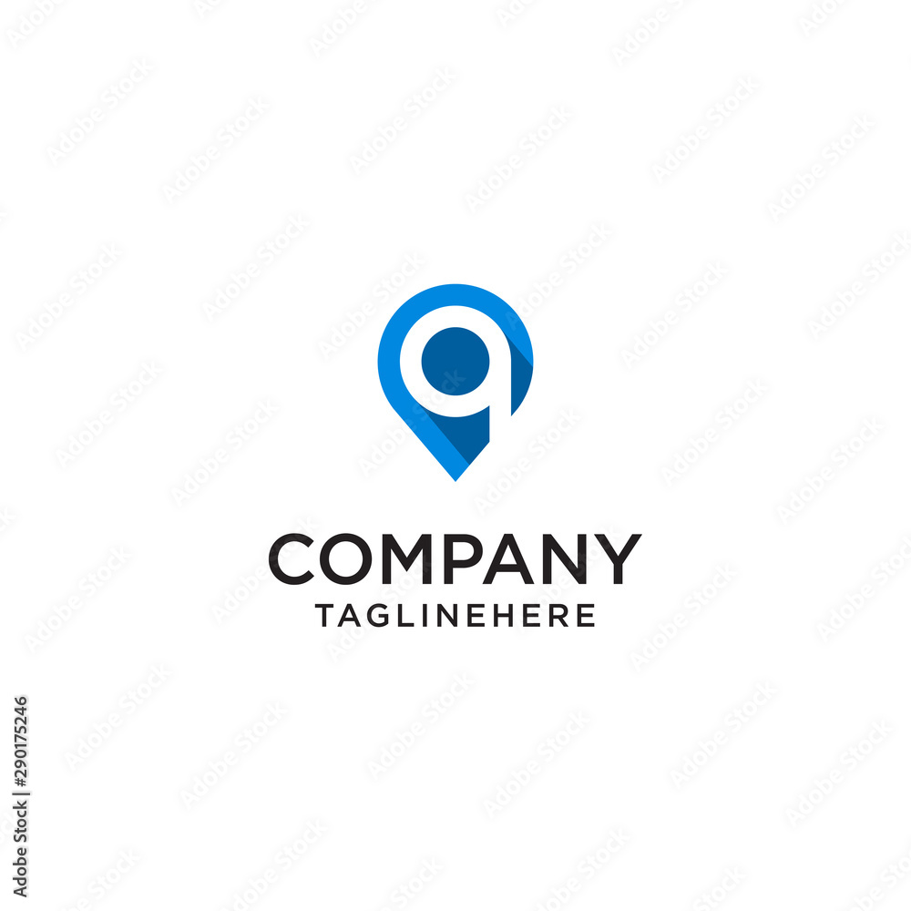 Fototapeta premium Letter Q With Map Pointer logo design concept template