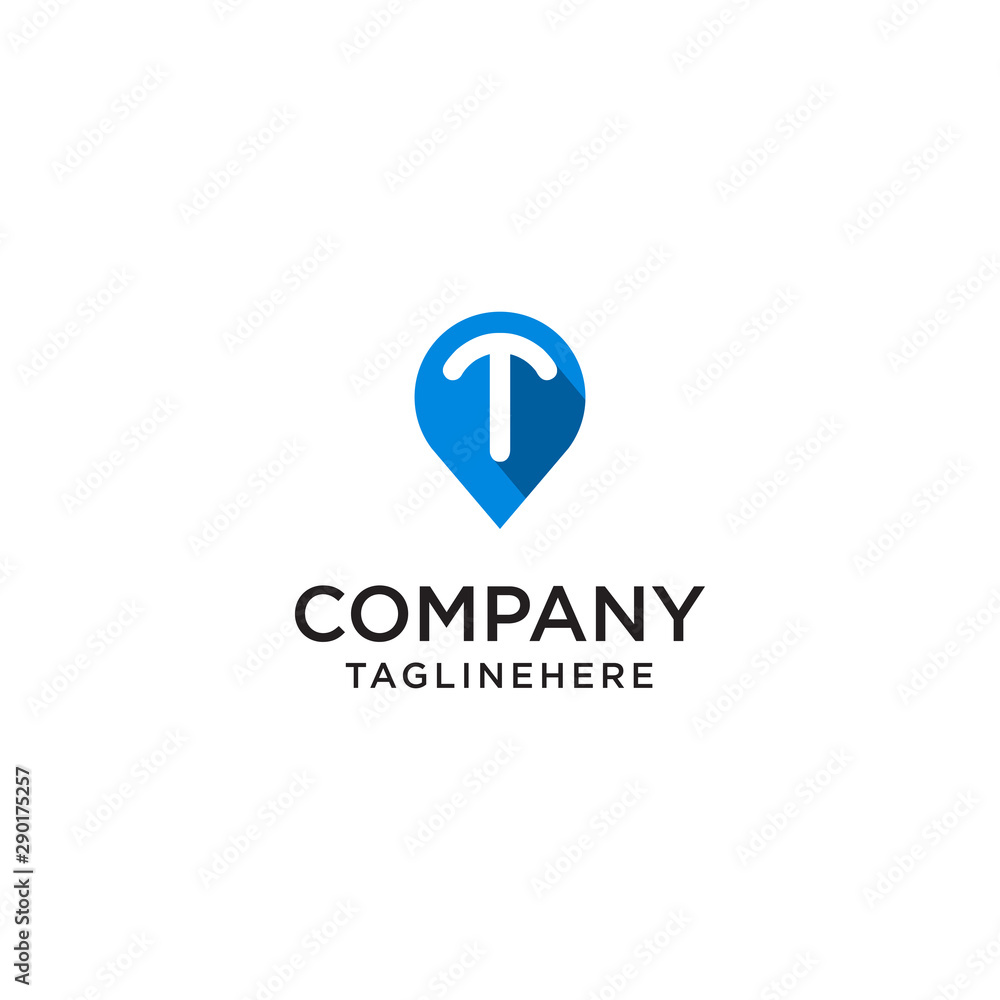 Letter T With Map Pointer logo design concept template Letter T With Map Pointer logo design concept template