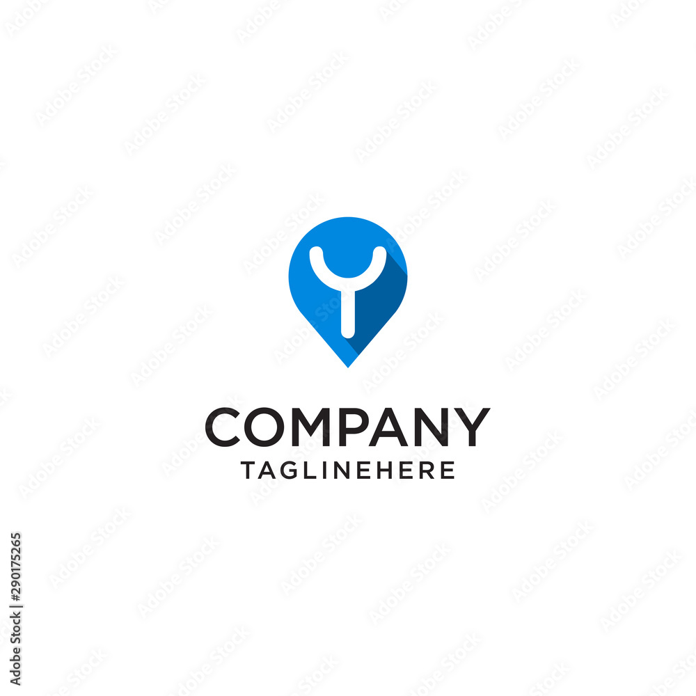 Letter B With Map Pointer logo design concept template