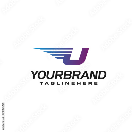 Modern Fast letter U vector logo with speed or moving element. Suitable for motion, sport, delivery business.