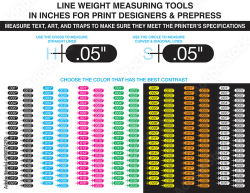Line Weight Measuring Tools in Inches for Print Designers & Prepress