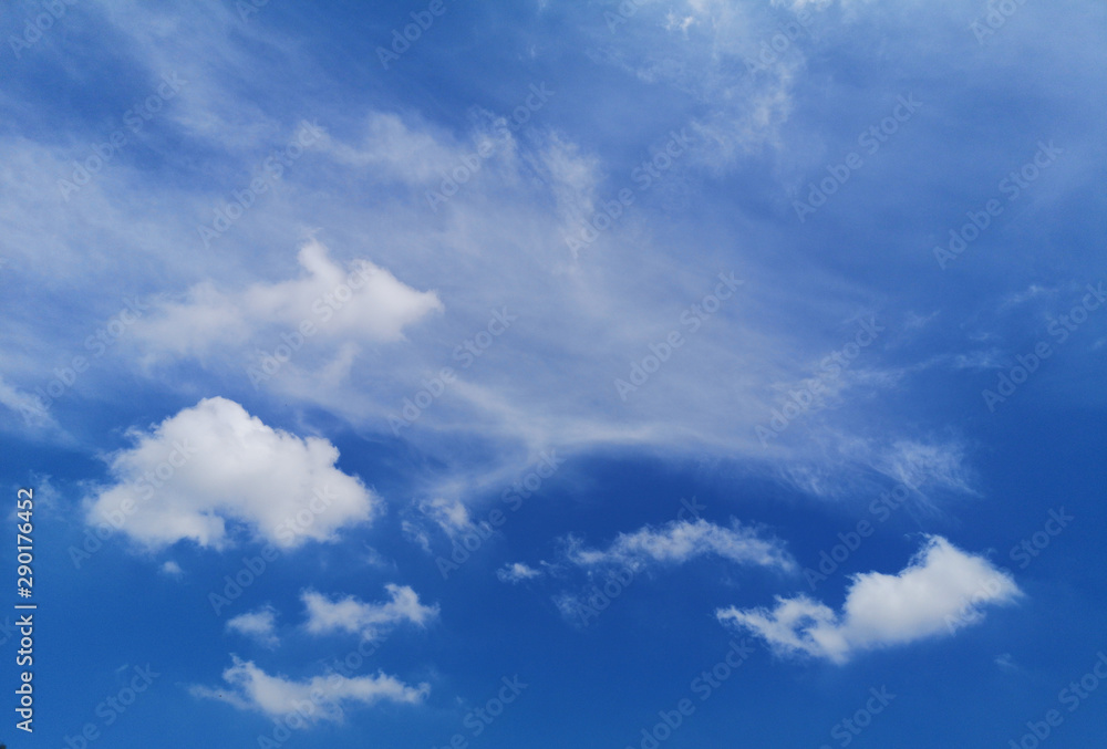 Stratocumulus white clouds in the blue sky natural background beautiful nature 