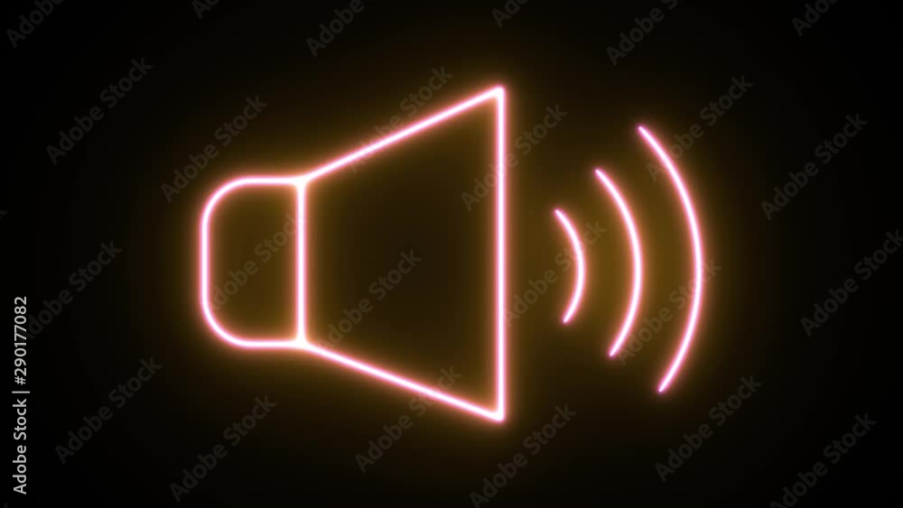 Neon light animation concept icon sound volume. Flat animation of UI element available in 4K FullHD and HD video 2D render footage on black background. Neon light animation concept icon sound volume. Flat animation of UI element available in 4K FullHD and HD video 2D render footage on black background.