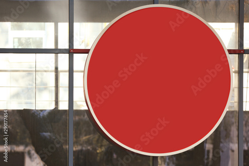 Blank signboard on facade o...