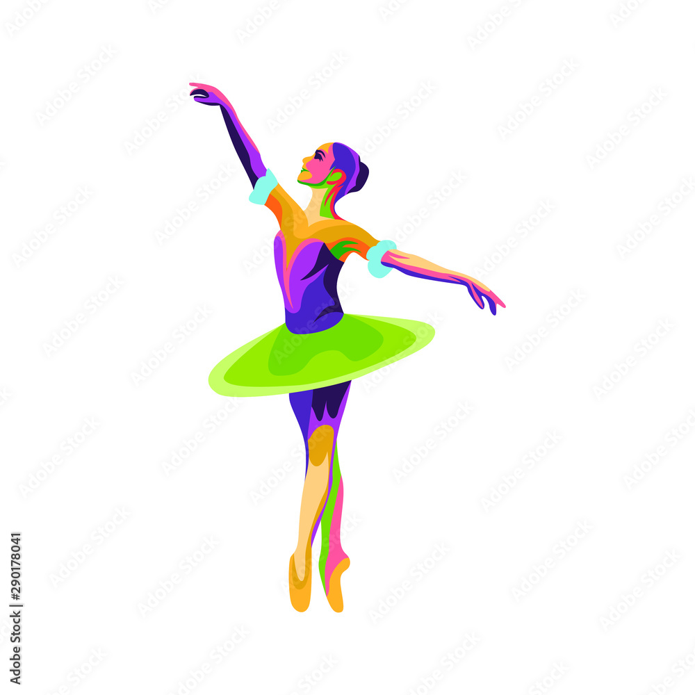 Ballerina in colorful illustration. Pop art ballet dancer Stock Vector |  Adobe Stock