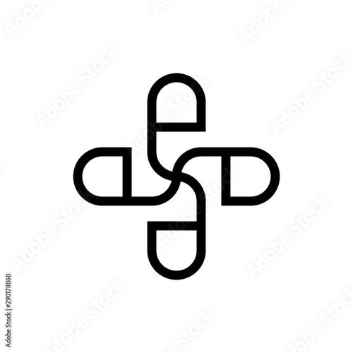 e letter rotation logo design vector