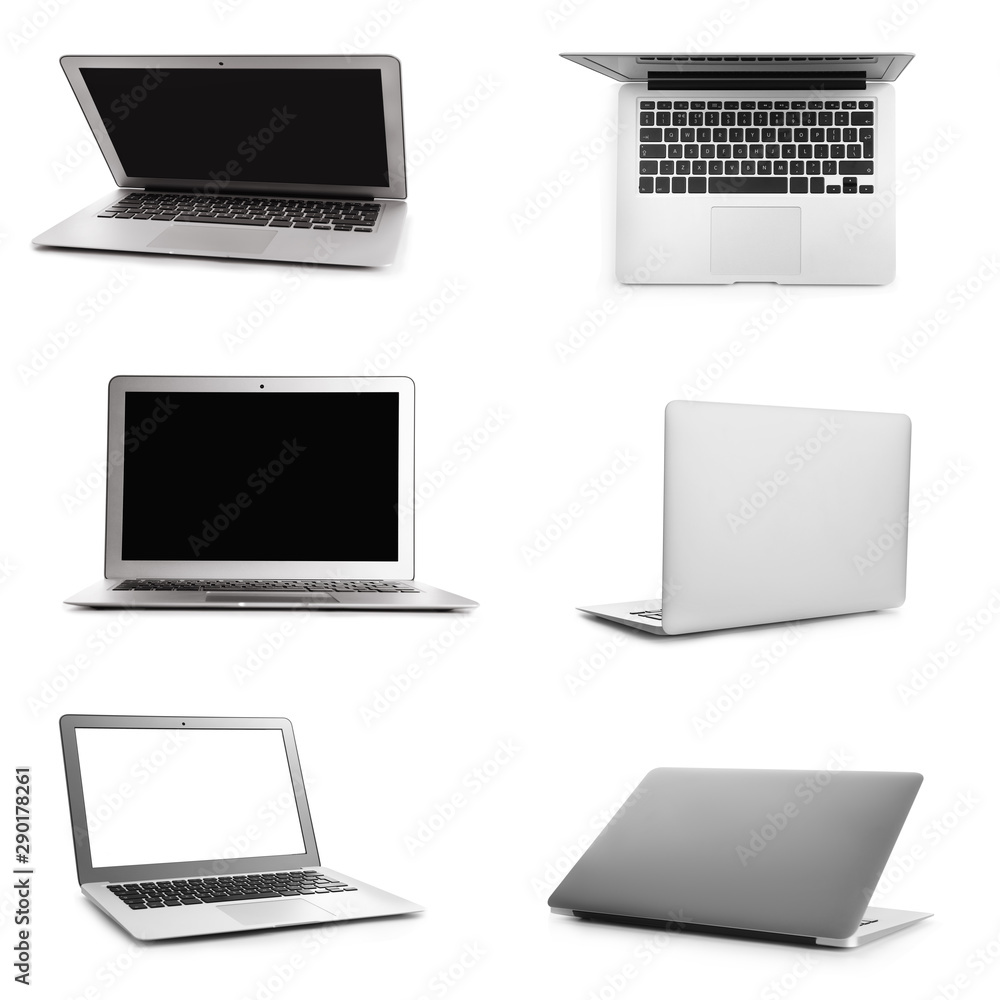 Modern laptops on white background Modern laptops on white background