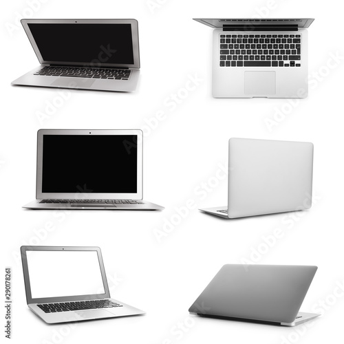 Modern laptops on white background