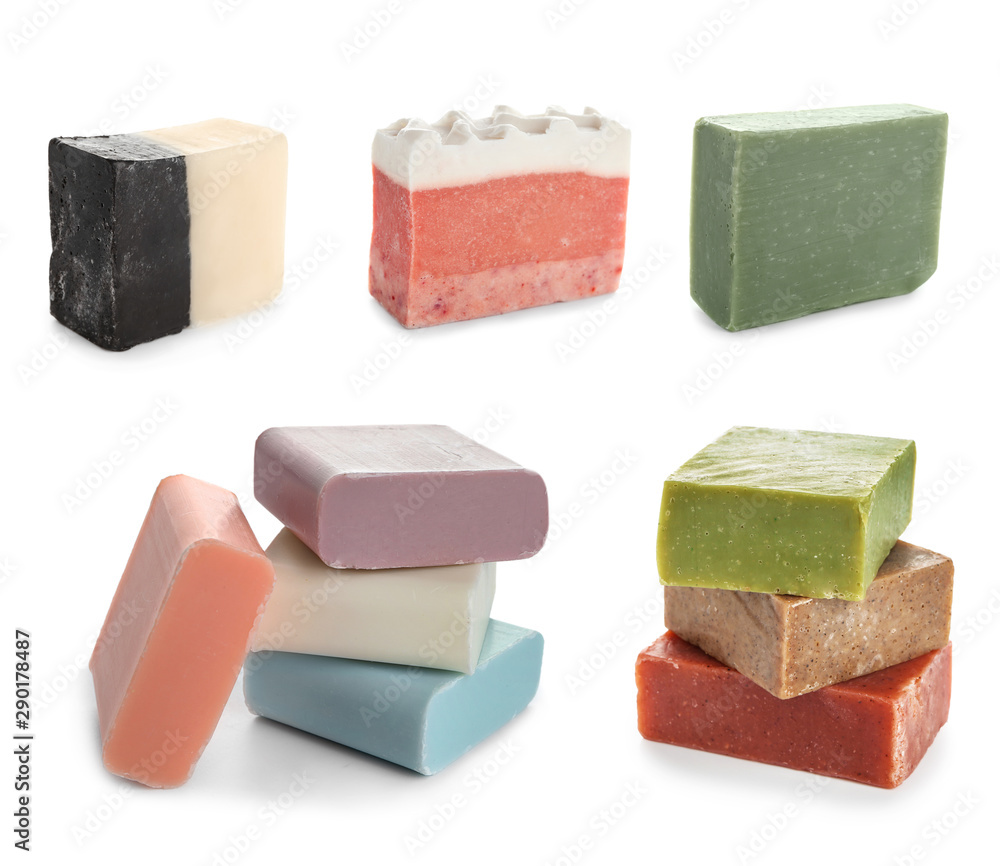 Different soap bars on white background Different soap bars on white background