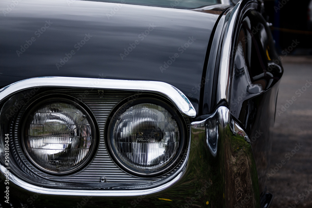 Classic Black Car Left Headlight