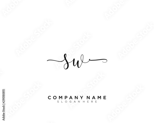 S W SW Initial handwriting logo vector