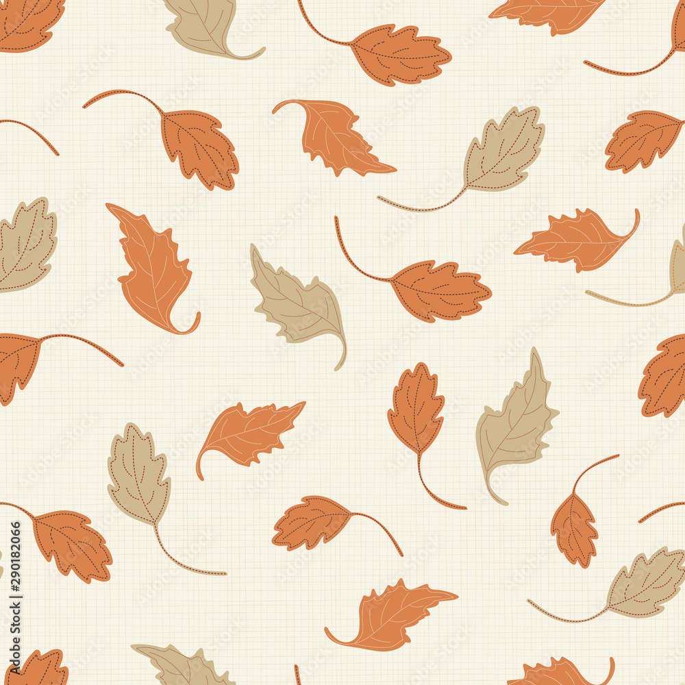 Falling autumn leaves seamless pattern in beige, orange and light brown Great for colder weather, Thanksgiving holiday decorations and paper goods, home decor, textiles and invitations.