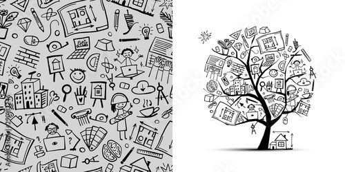 Bureau of architecture, concept tree. Booklet cover design