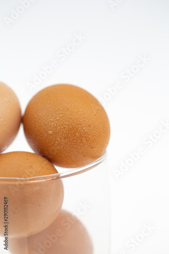 eggs isolated in a glass ,On white background