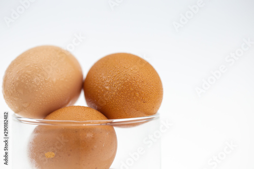 eggs isolated in a glass ,On white background