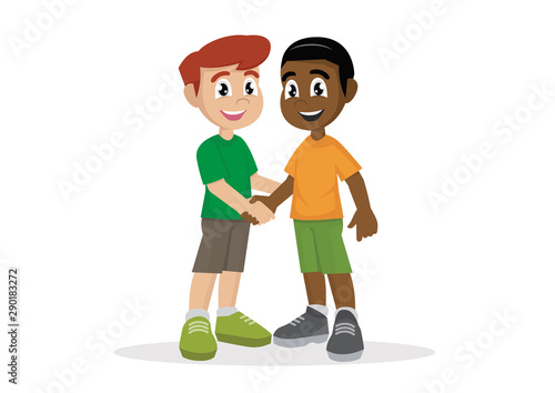 Boys Shaking Hands.,