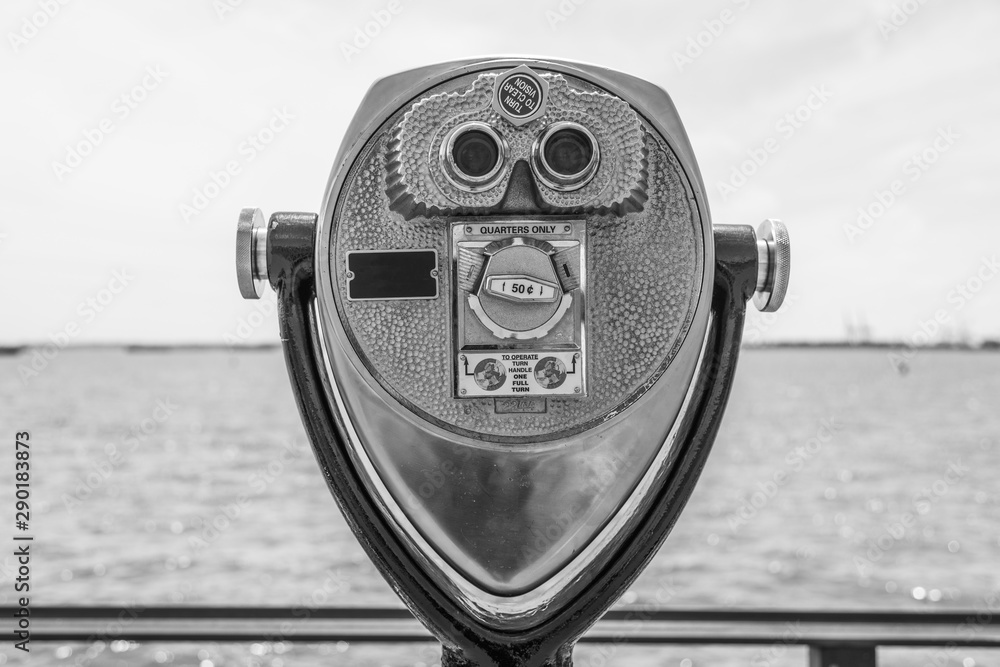 Coin operated binocular in Ellis Island Coin operated binocular in Ellis Island