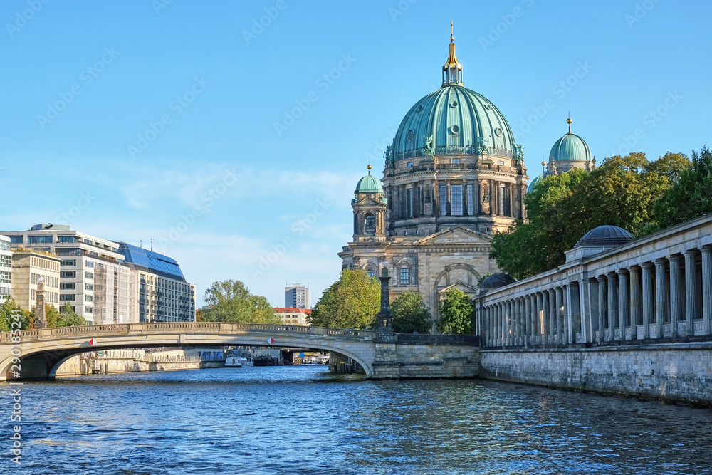 The Berlin Cathedral on the Museum Island and the river Spree
