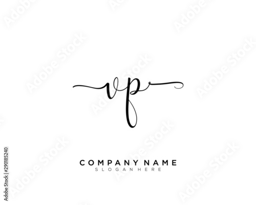 V P VP Initial handwriting logo vector