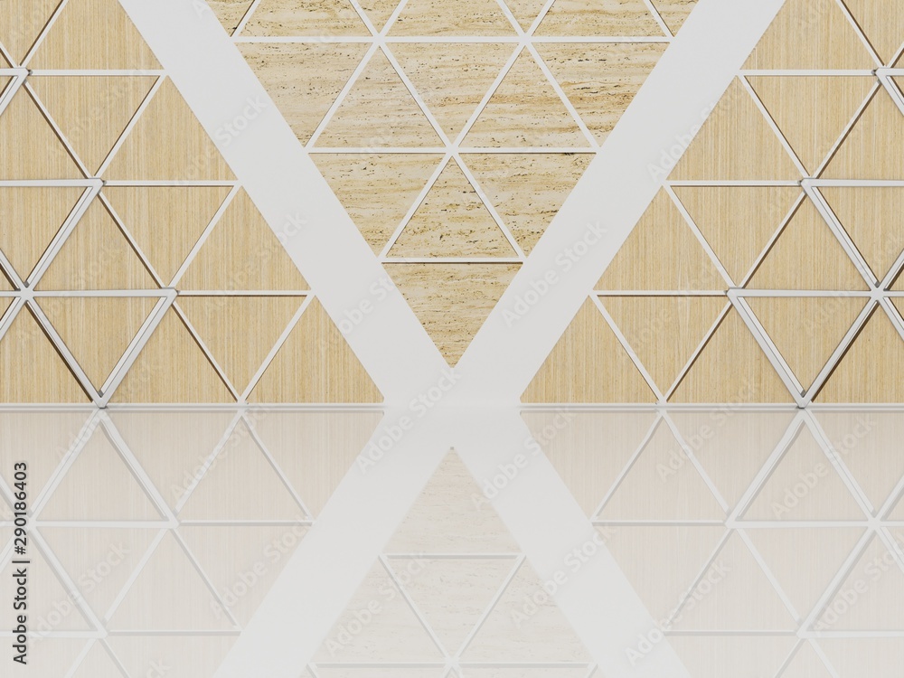 Fototapeta premium wooden triangle pieces formed a wall with abstract pattern.